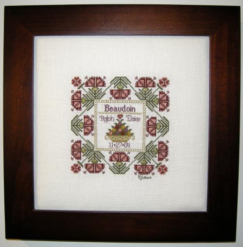 BEAUDOIN WEDDING SAMPLER, ELAINE MCINTYRE BEAUDOIN